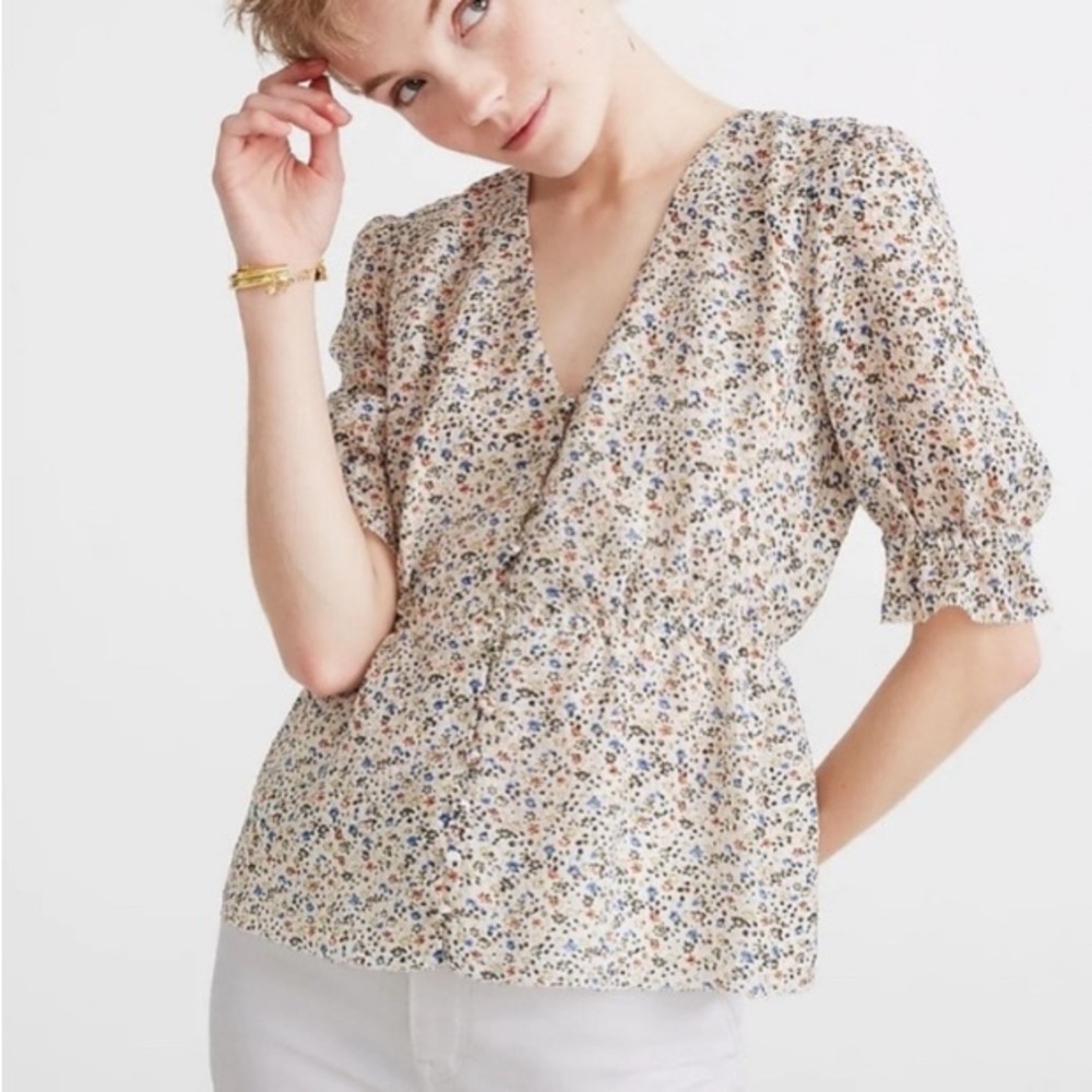 Madewell Puff Sleeve Floral Blouse